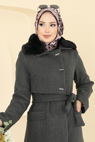 moda selvim Coat 1121OZT1013 Anthracite - Thumbnail