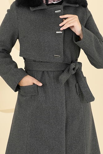 moda selvim Coat 1121OZT1013 Anthracite - Thumbnail