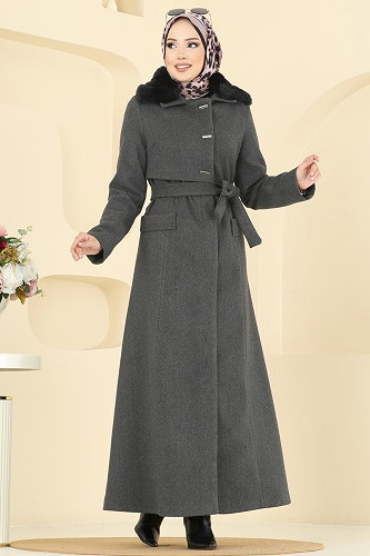 moda selvim Coat 1121OZT1013 Anthracite - Thumbnail