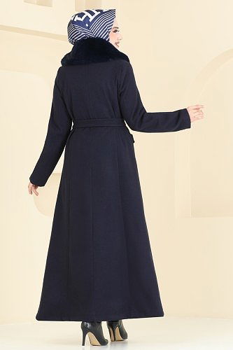 moda selvim Coat 1121OZT1013 Dark Navy Blue - Thumbnail
