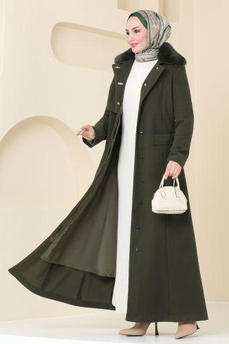 moda selvim Coat 1121OZT1013 Khaki - Thumbnail