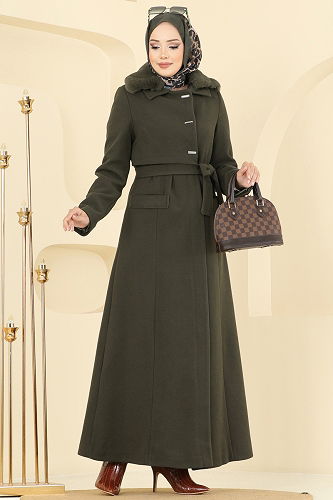 moda selvim Coat 1121OZT1013 Khaki - Thumbnail