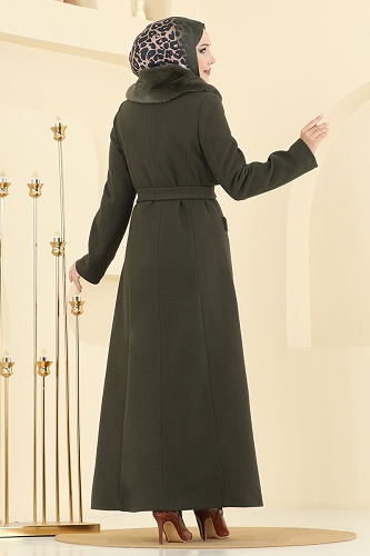 moda selvim معطف اخضر عفني 1121OZT1013 - Thumbnail