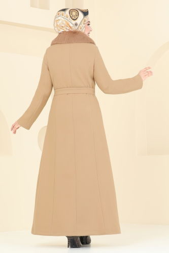 moda selvim Coat 1121OZT1013 Latte - Thumbnail