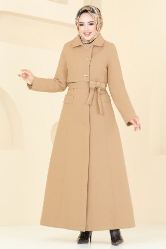 moda selvim Coat 1121OZT1013 Latte - Thumbnail