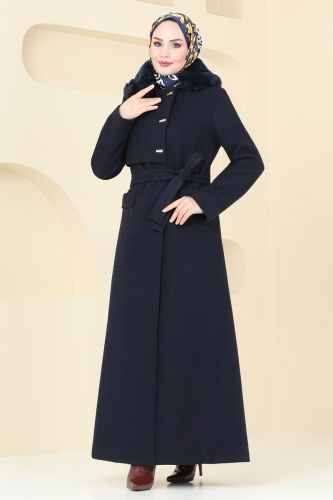 moda selvim Coat 1121OZT1013 Navy Blue - Thumbnail