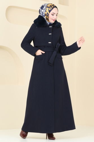 moda selvim Coat 1121OZT1013 Navy Blue - Thumbnail