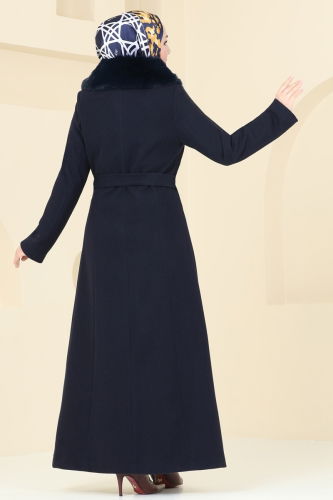 moda selvim Coat 1121OZT1013 Navy Blue - Thumbnail