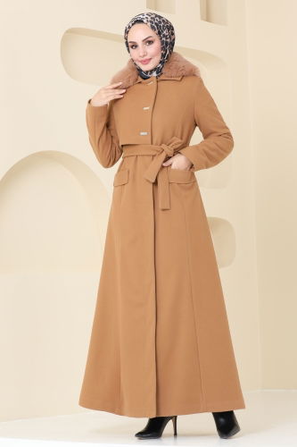 moda selvim Coat 1121OZT1013 Tan - Thumbnail