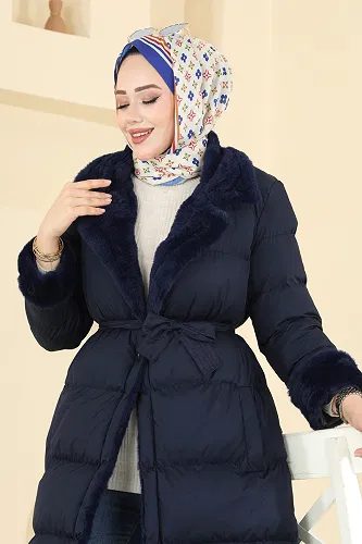 moda selvim Coat 1160YMC1171 Navy Blue - Thumbnail