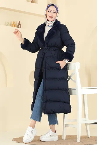 moda selvim Coat 1160YMC1171 Navy Blue - Thumbnail