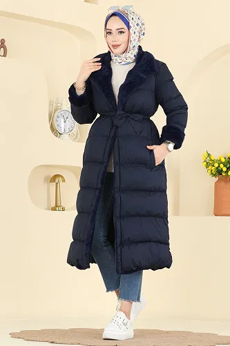 moda selvim Coat 1160YMC1171 Navy Blue - Thumbnail