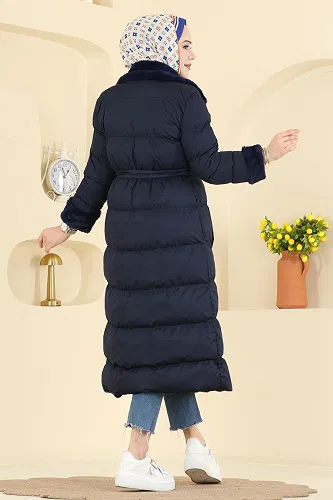 moda selvim Coat 1160YMC1171 Navy Blue - Thumbnail