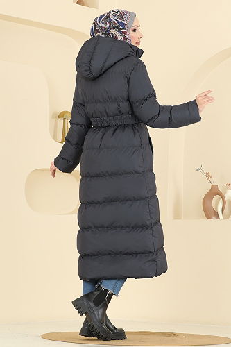 moda selvim معطف رمادي غامق 1161YMC1171 - Thumbnail