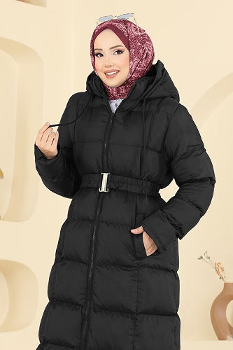 moda selvim Coat 1161YMC1171 Black - Thumbnail