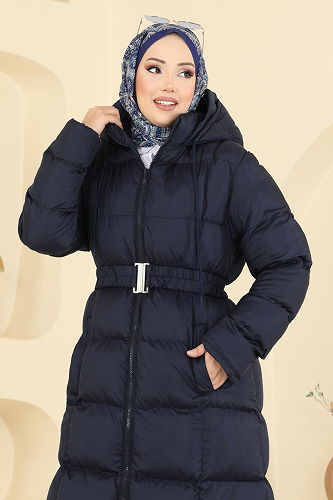 moda selvim Coat 1161YMC1171 Navy Blue - Thumbnail