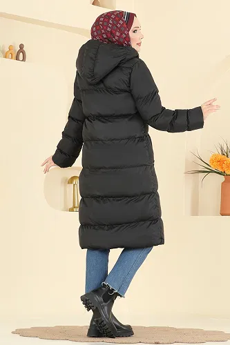 moda selvim Coat 1162YMC1171 Black - Thumbnail