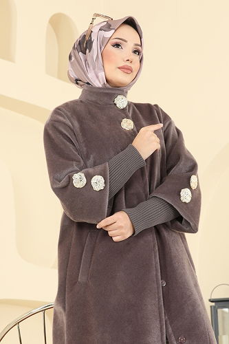 moda selvim Coat 1170OZT1013 Dark Vision - Thumbnail