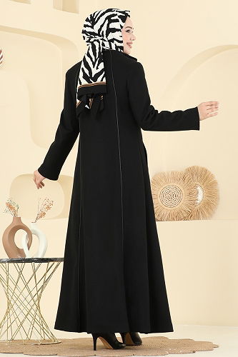 moda selvim Coat 1173OZT1013 Black - Thumbnail