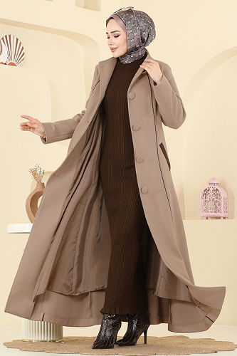 moda selvim معطف بيج 1173OZT1013 - Thumbnail