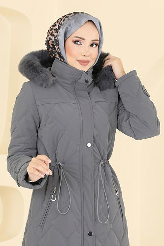 moda selvim Coat 1175OZT1013 Anthracite - Thumbnail