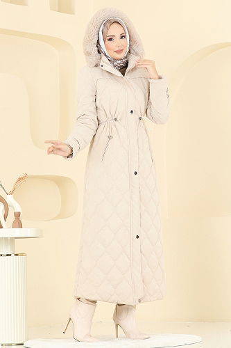 moda selvim معطف بيج 1175OZT1013 - Thumbnail