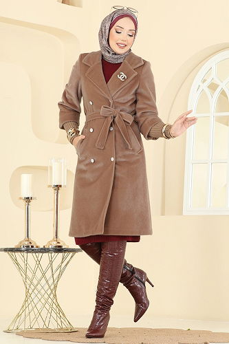 moda selvim Coat 1183OZT1013 Camel - Thumbnail