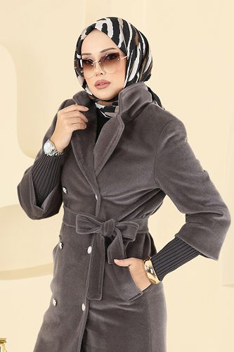 moda selvim Coat 1183OZT1013 Dark Vision - Thumbnail