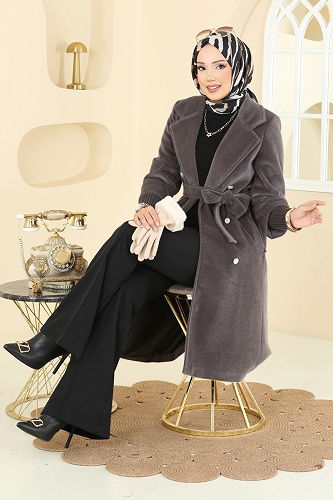 moda selvim معطف بيج غامق 1183OZT1013 - Thumbnail