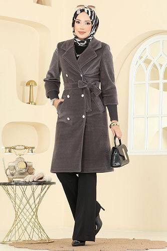 moda selvim معطف بيج غامق 1183OZT1013 - Thumbnail
