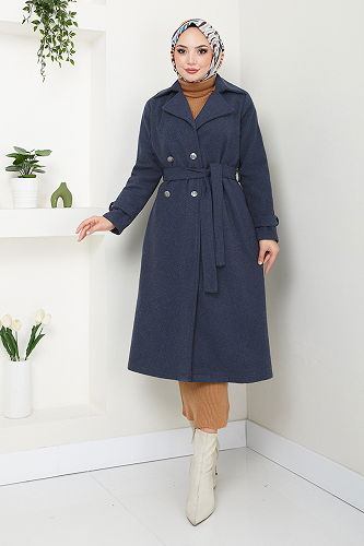 moda selvim Coat 16121BSK984-M Navy Blue - Thumbnail