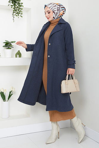 moda selvim Coat 16121BSK984-M Navy Blue - Thumbnail