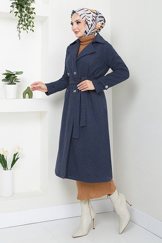 moda selvim Coat 16121BSK984-M Navy Blue - Thumbnail