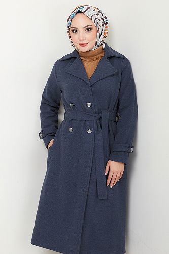 moda selvim Coat 16121BSK984-M Navy Blue - Thumbnail