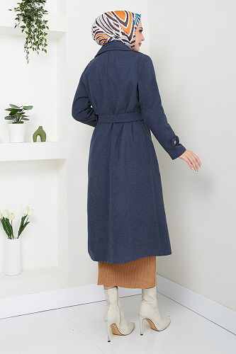 moda selvim Coat 16121BSK984-M Navy Blue - Thumbnail
