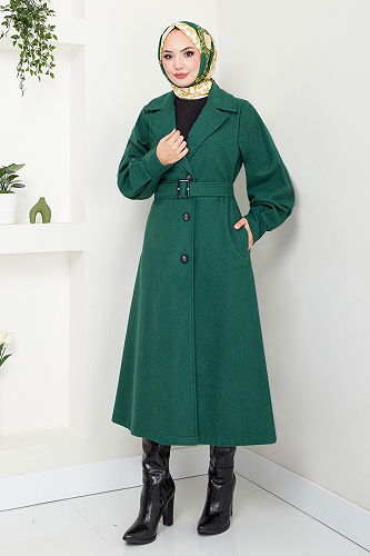 moda selvim Coat 16124BSK984-M Emerald - Thumbnail