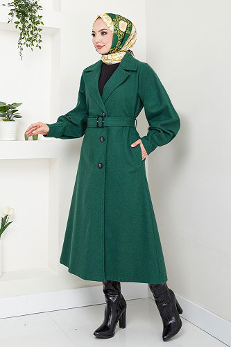 moda selvim Coat 16124BSK984-M Emerald - Thumbnail