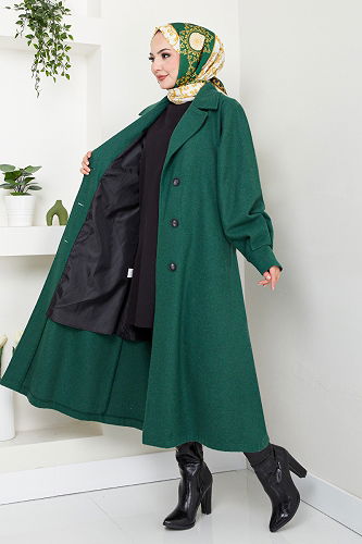 moda selvim Coat 16124BSK984-M Emerald - Thumbnail