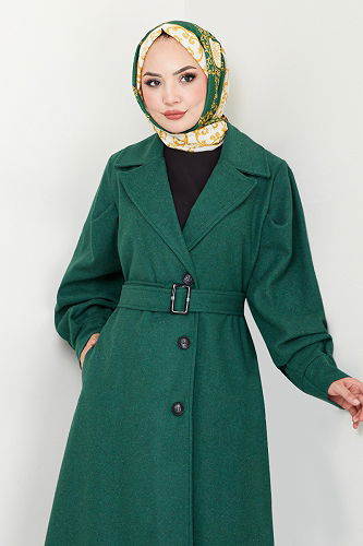 moda selvim Coat 16124BSK984-M Emerald - Thumbnail