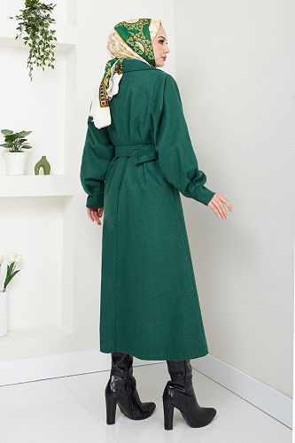 moda selvim Coat 16124BSK984-M Emerald - Thumbnail