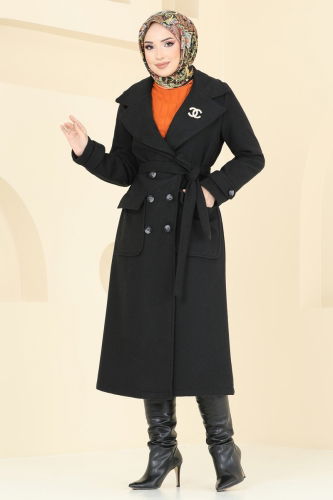 moda selvim Coat 2012TRT545 Black - Thumbnail