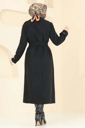 moda selvim Coat 2012TRT545 Black - Thumbnail