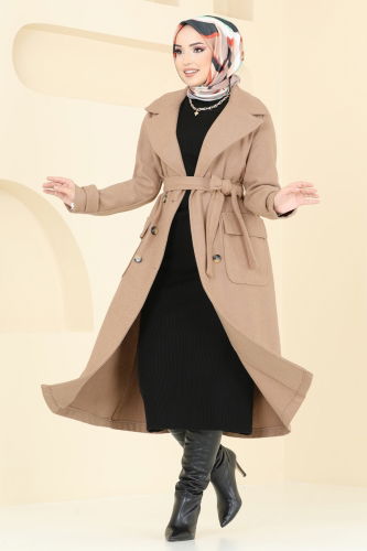 moda selvim Coat 2012TRT545 Latte - Thumbnail