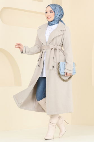 moda selvim Coat 2012TRT545 Stone - Thumbnail