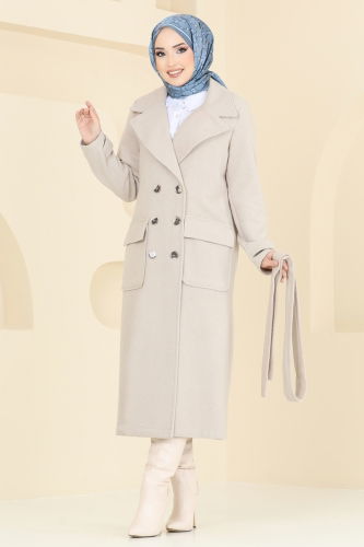 moda selvim Coat 2012TRT545 Stone - Thumbnail