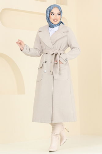 moda selvim Coat 2012TRT545 Stone - Thumbnail