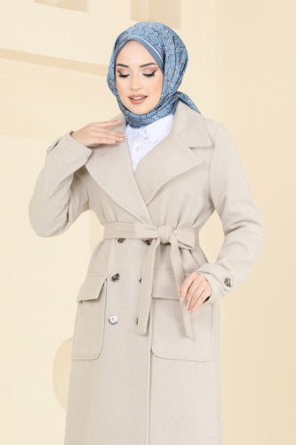 moda selvim Coat 2012TRT545 Stone - Thumbnail