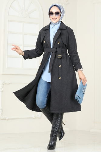 moda selvim Coat 2054BG354 Anthracite - Thumbnail