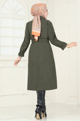 moda selvim Coat 2054BG354 Khaki - Thumbnail