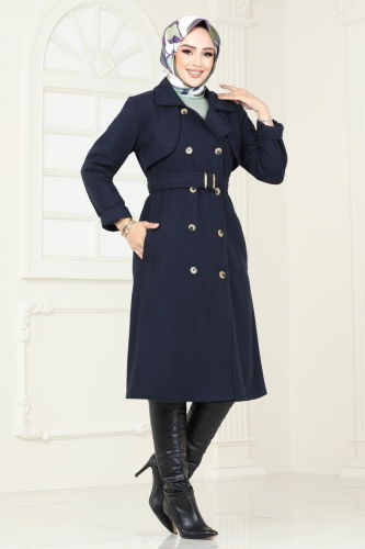 moda selvim Coat 2054BG354 Navy Blue - Thumbnail